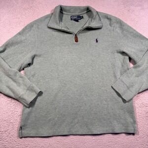 Polo Ralph Lauren Quarter Zip Mens M Green Vintage Y2K Boxy Ribbed Pullover